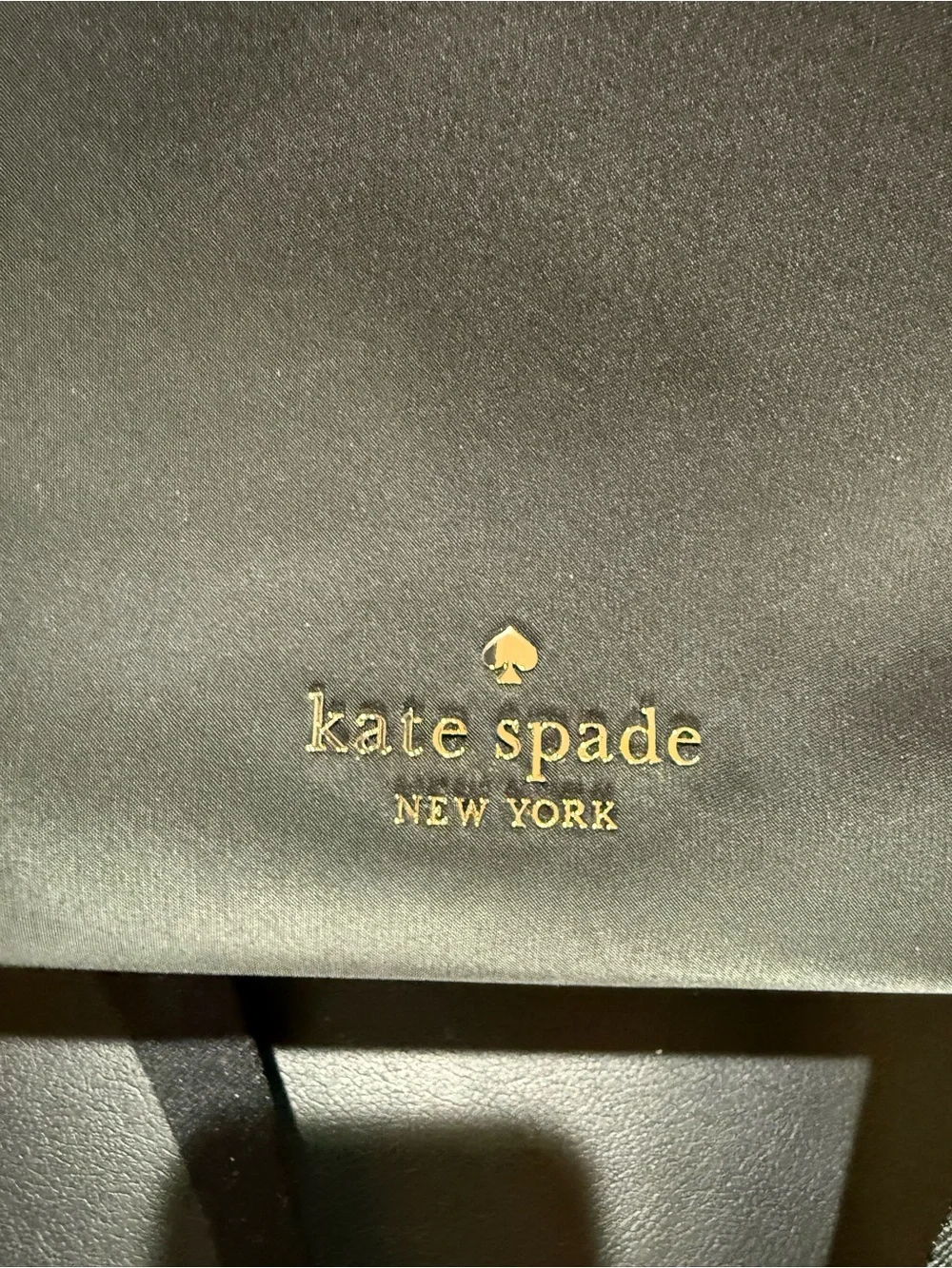 kate spade black nylon messenger crossbody with gold logo